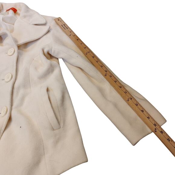Anne Klein Size Small White Peacoat Wool Rayon Button Coat Pockets Classy - Picture 6 of 10